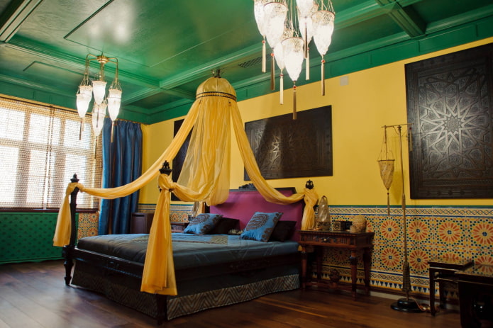 plafond vert à l'intérieur de la chambre