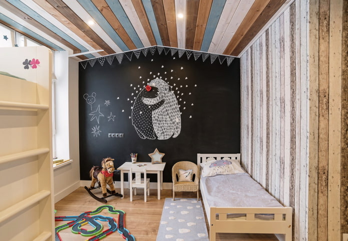 revêtement mural dans la pépinière dans le style scandinave