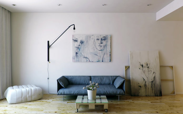 peintures dans le salon dans le style du minimalisme