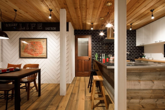 portes en bois à l'intérieur dans le style loft