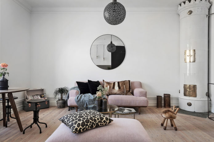 miroir de salon de style scandinave