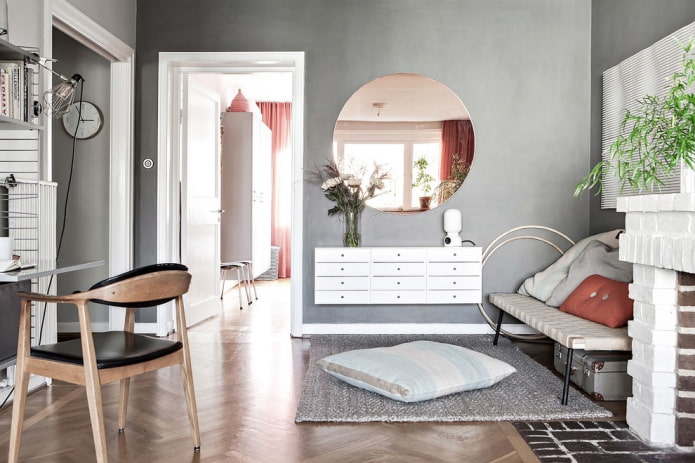 miroir de salon de style scandinave