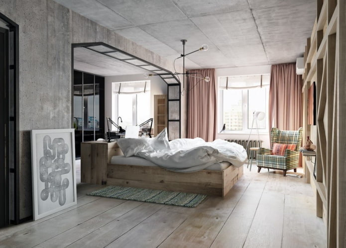 arche en placoplâtre dans un intérieur de style loft