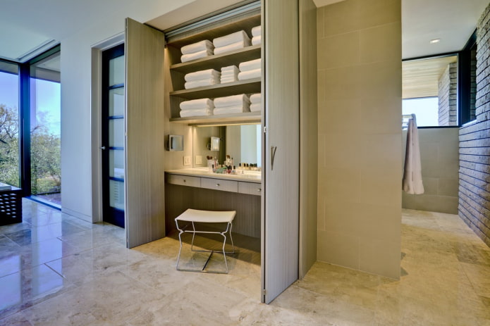 built-in na dressing table sa interior