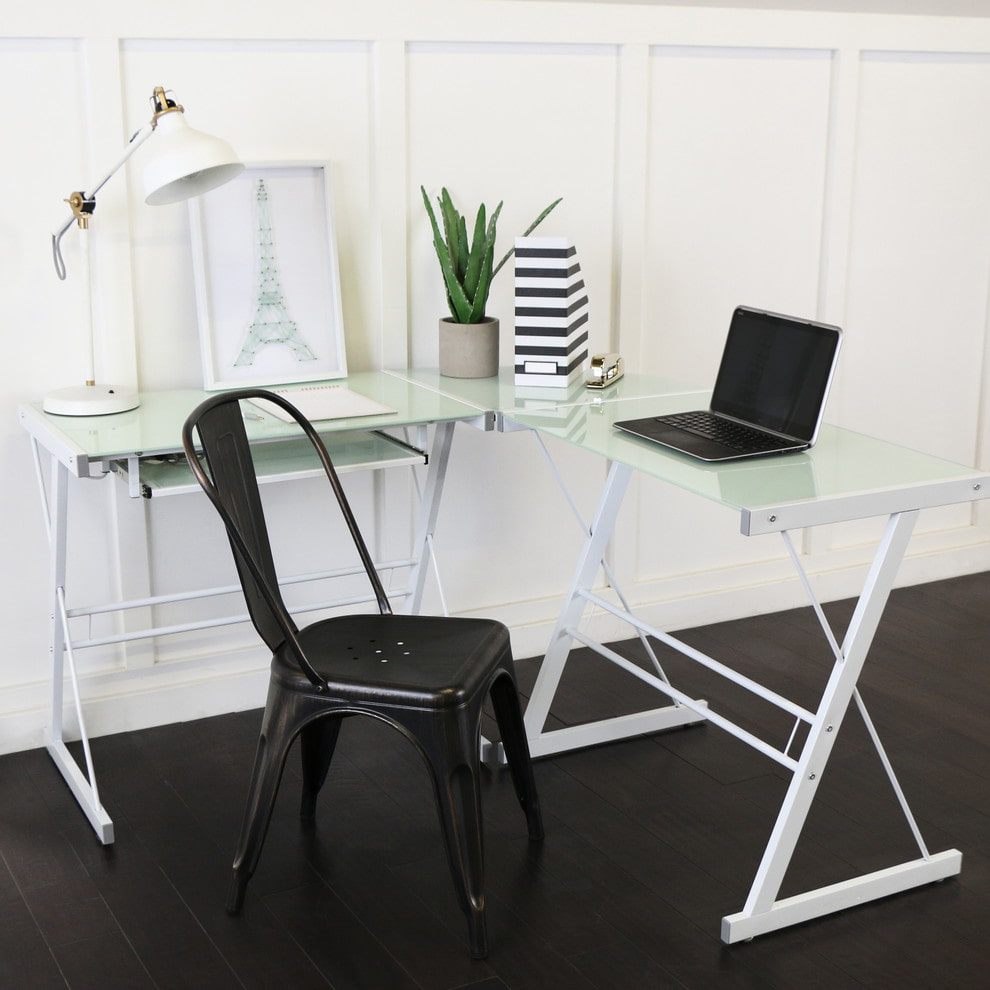 Bureau d'ordinateur en verre