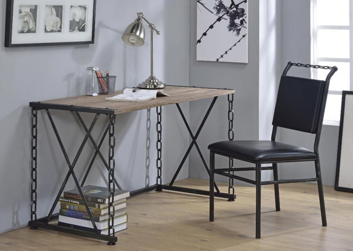 table forgée pour écrire à l'intérieur