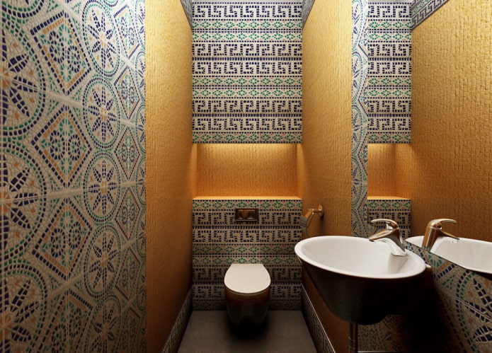 mosaïque à l'intérieur des toilettes