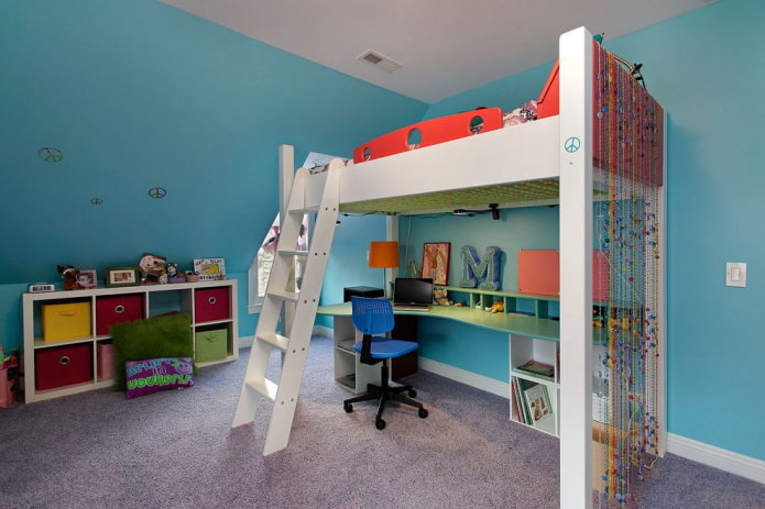 chambre d'enfant moderne avec lit mezzanine