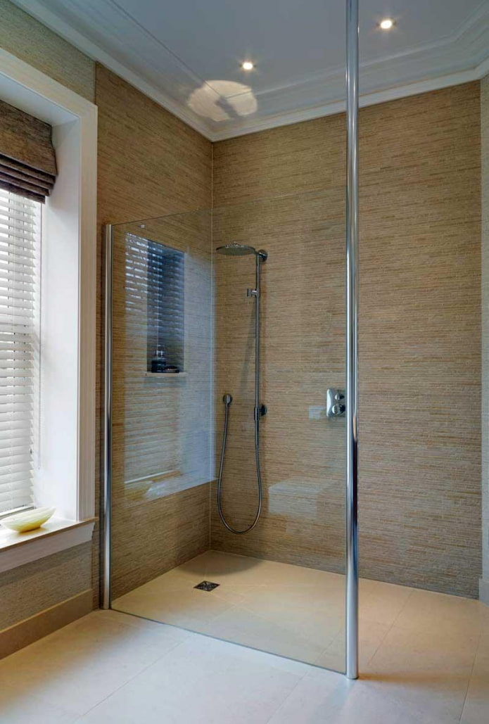 salle de douche sans bac en carrelage