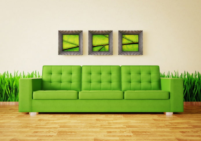 acid green na sofa sa interior