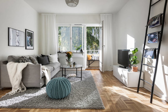 pouf dans un intérieur de style scandinave