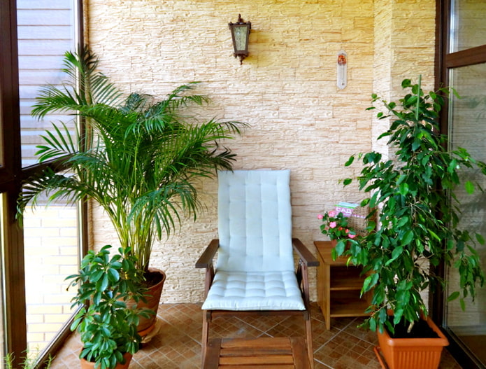 Fleurs et grès sur le balcon