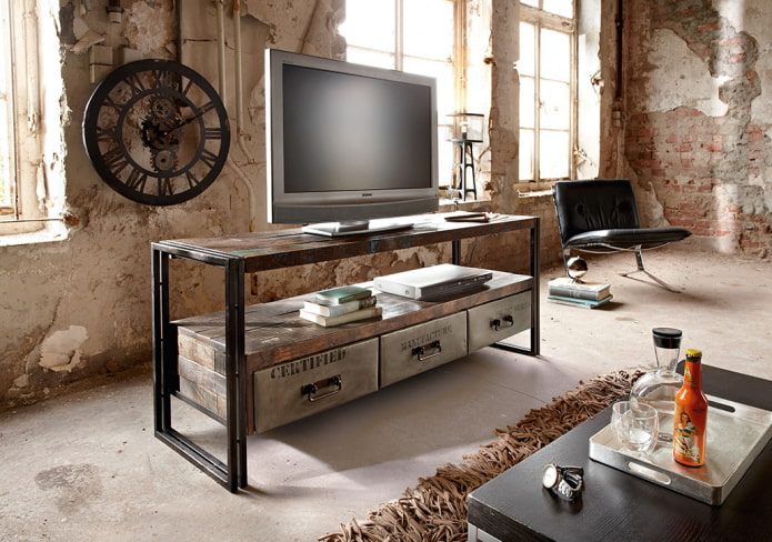 Meuble TV dans un intérieur style loft