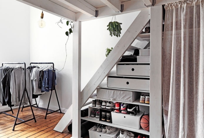 armoire sous la volée des escaliers à l'intérieur