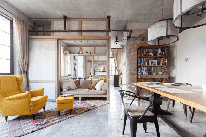 meubles dans le studio dans un style industriel