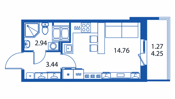 Agencement de l'appartement 22 m²