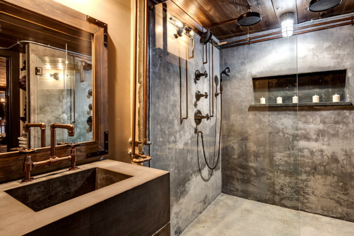 conception de salle de douche de style loft