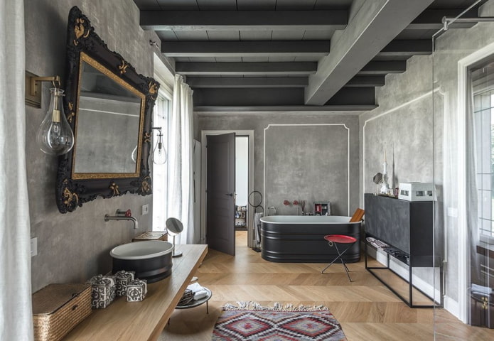 couleurs de salle de bain style loft