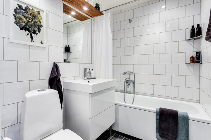 design d'intérieur de salle de bain en couleurs blanches