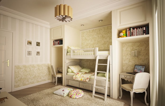 chambre d'enfant pour deux garçons dans un style classique