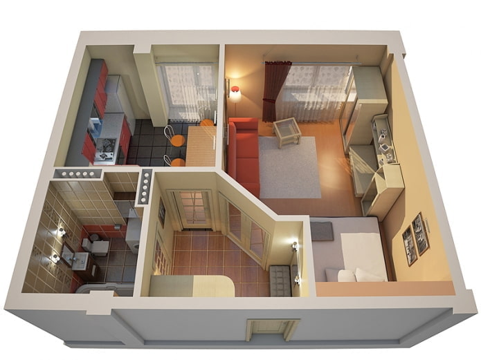 ang layout ng apartment ay 40 parisukat