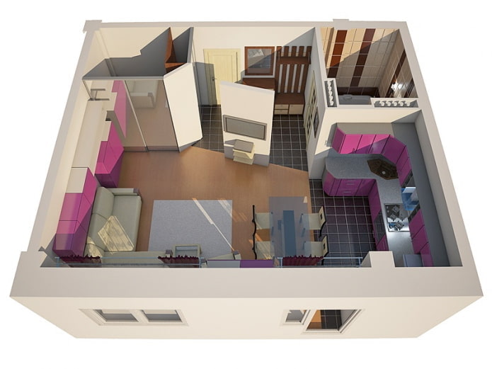 ang layout ng apartment ay 40 parisukat