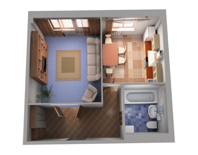 ang layout ng apartment ay 40 parisukat