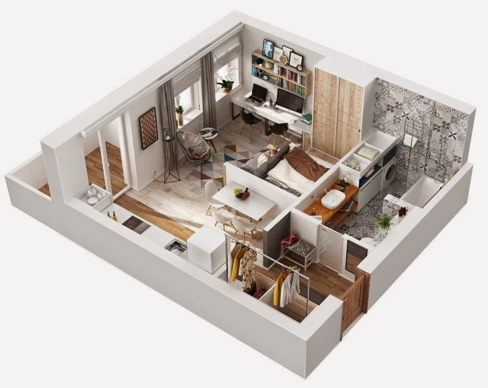 ang layout ng apartment ay 40 parisukat