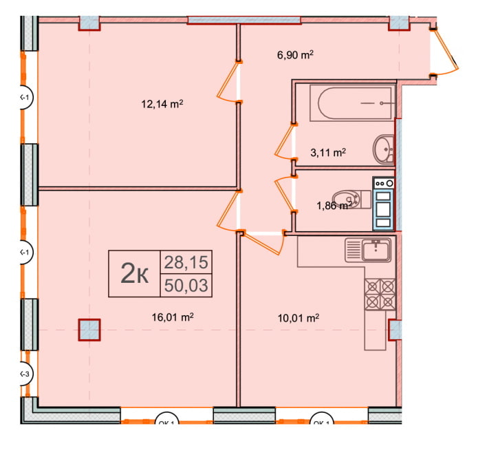 agencement de l'appartement 50 places