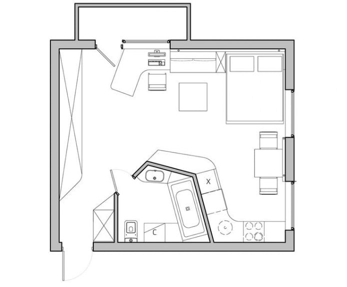 agencement de l'appartement 36 carrés