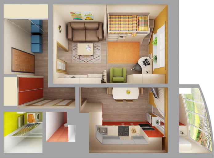 layout ng apartment 36 mga parisukat