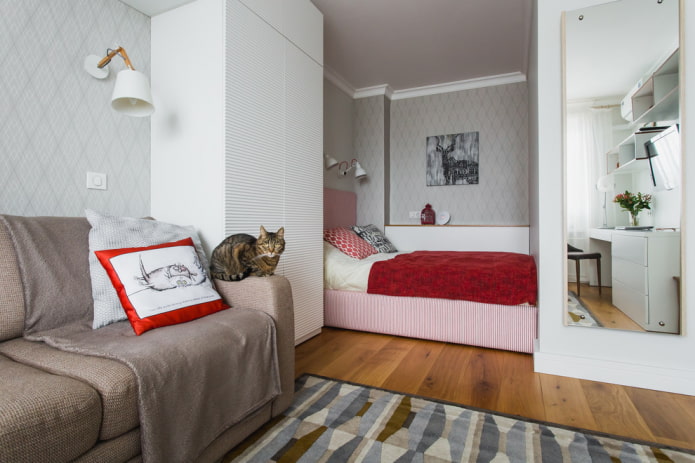 conception de chambre à coucher à l'intérieur d'un appartement de 35 carrés