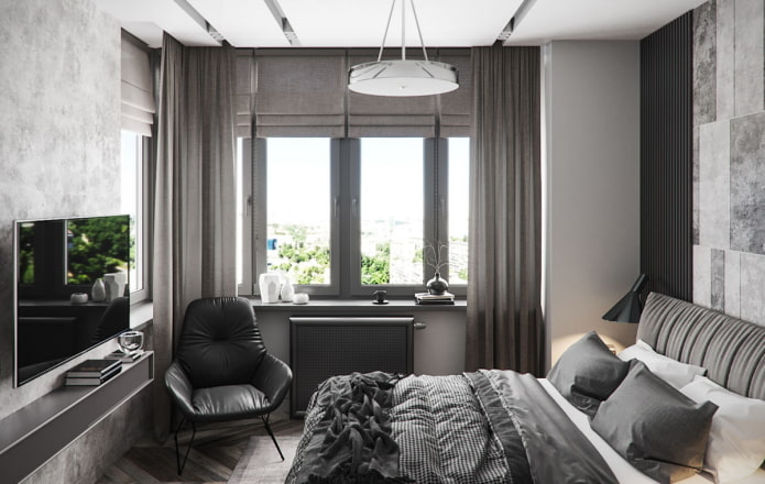 conception de chambre à coucher à l'intérieur d'un appartement de 45 carrés