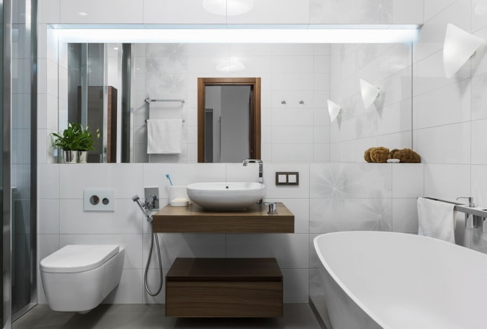 salle de bain dans des tons blancs dans un style moderne