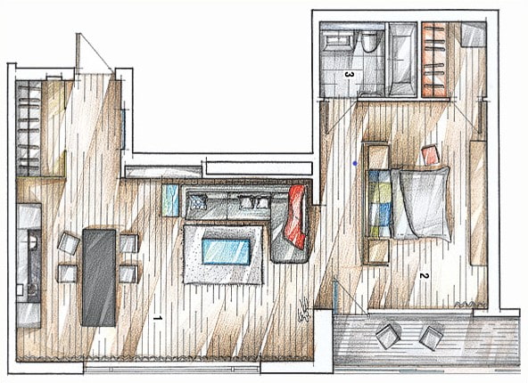 aménagement de l'appartement 70 carrés