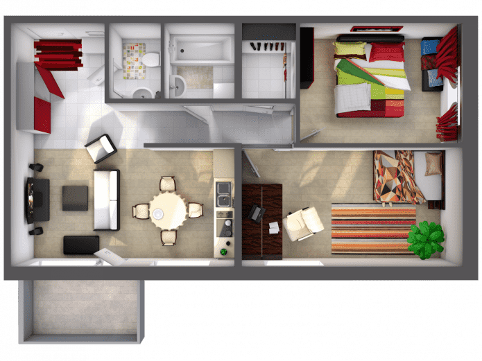 layout ng apartment 70 mga parisukat