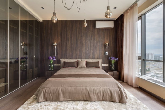 conception de chambre à coucher à l'intérieur d'un appartement de 100 carrés