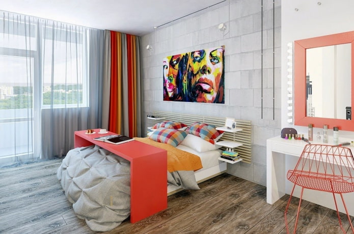 chambre pour adolescente dans un style loft