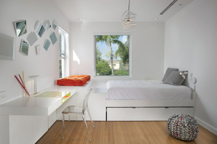 chambre pour une adolescente dans le style du minimalisme