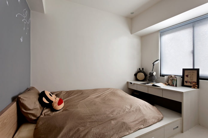 chambre pour une adolescente dans le style du minimalisme