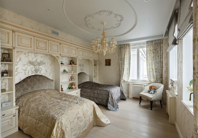 chambre pour deux filles dans un style classique