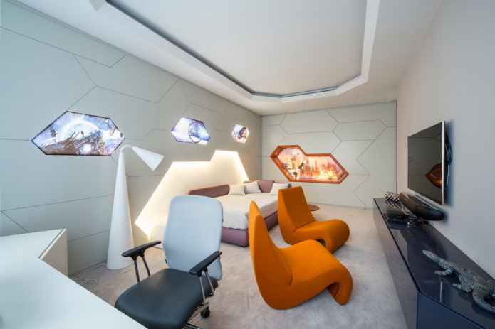 chambre pour un adolescent dans un style high-tech