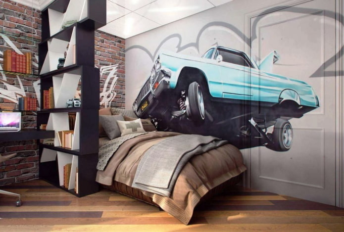 chambre pour un adolescent dans un style loft