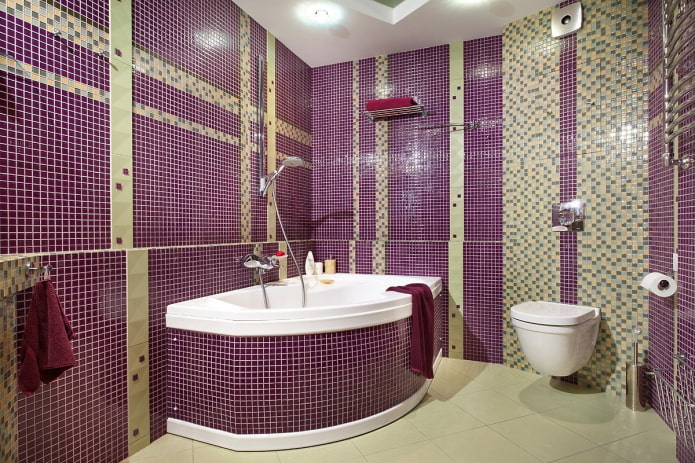 salle de bain violet-or