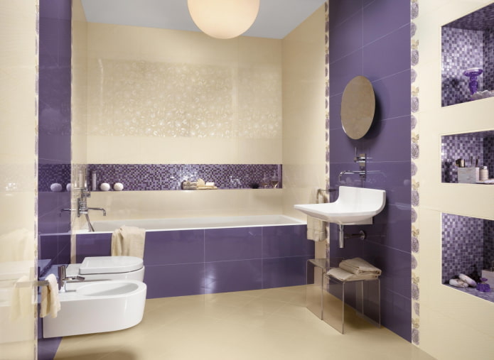 salle de bain violet et beige