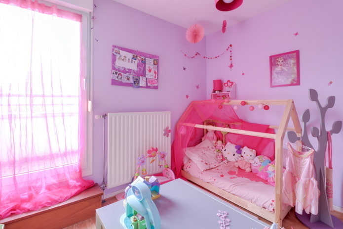 chambre rose et lilas pour une fille