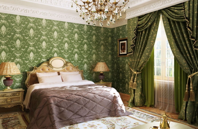 chambre verte dans un style classique