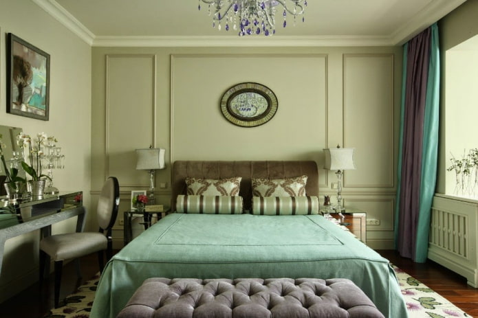 chambre verte dans un style classique