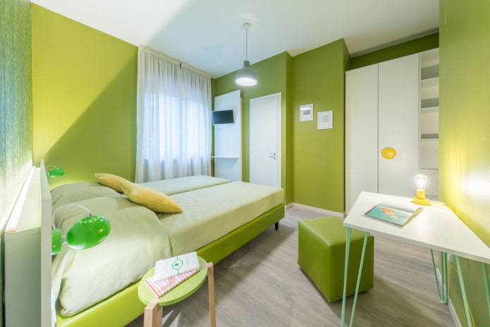 conception de chambre aux couleurs vertes