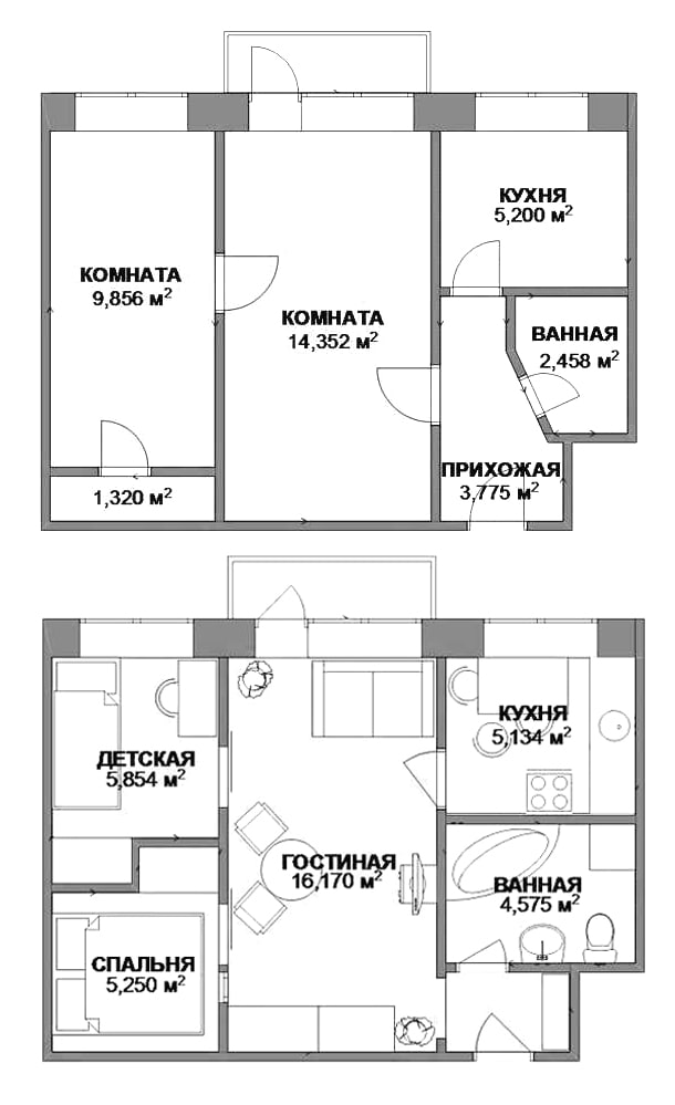 Réaménagement en trois roubles